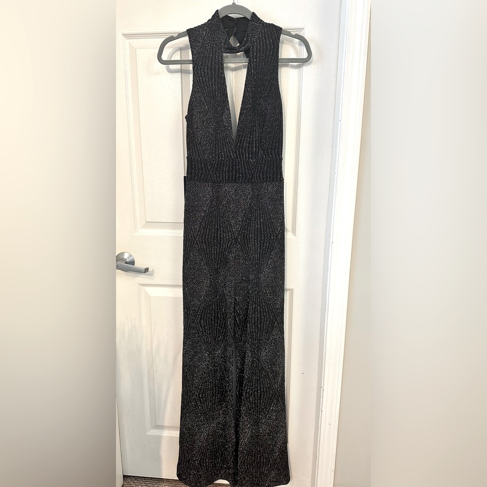 NWT - Bebe metallic knit cutout jumpsuit size XS